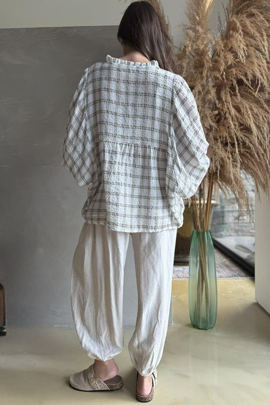 Greta Check Country Smock Warm White